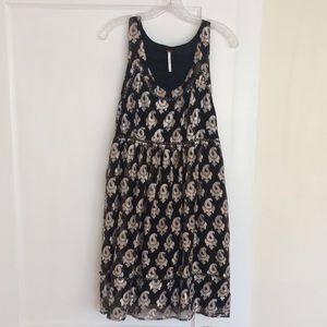 free people - black and silver paisley dress